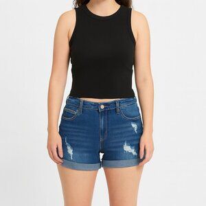 Shein Cuffed Distressed Denim Shorts Size S